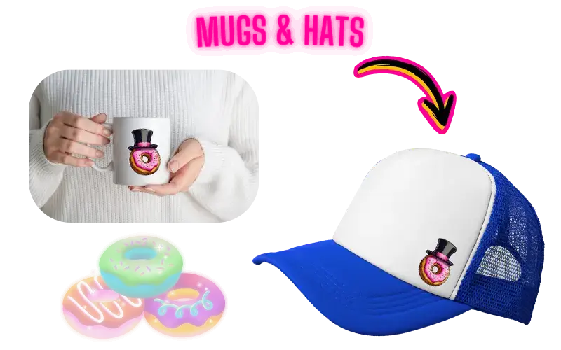 picture of coffee mug and hat designs merchandise